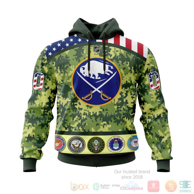 NHL Buffalo Sabres Honor Military With Green Camo Color 3D Hoodie Shirt