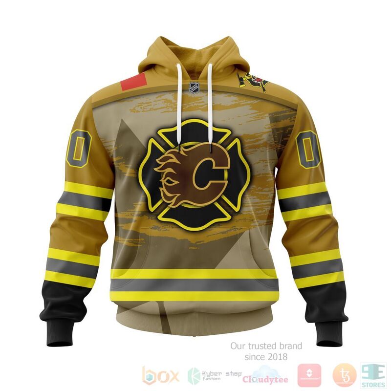 NHL Calgary Flames Honnor Firefighter Yellow 3D Hoodie Shirt