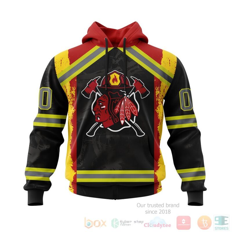 NHL Chicago BlackHawks Honnor Firefighter Black 3D Hoodie Shirt