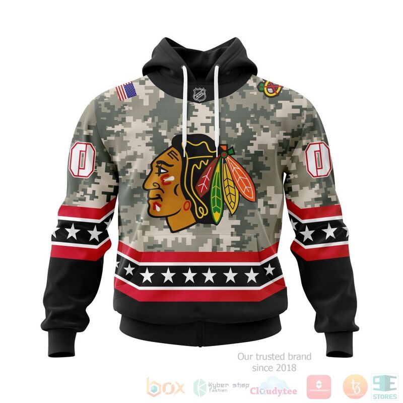 NHL Chicago BlackHawks Honor Military With White Camo Color 3D Hoodie Shirt