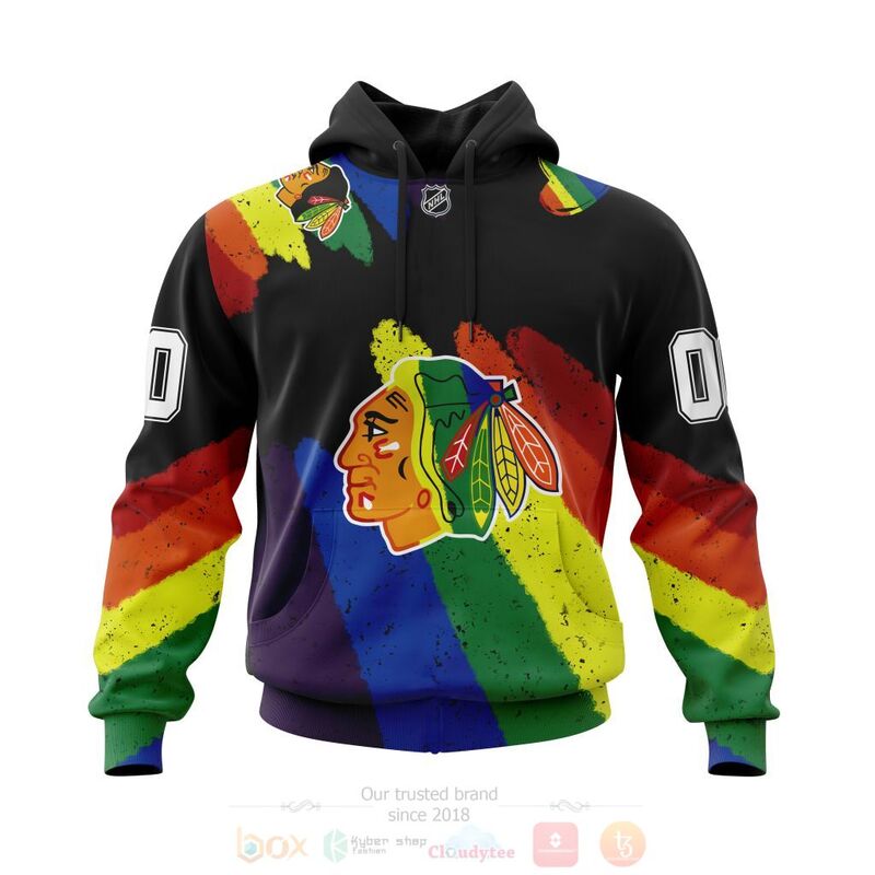 NHL Chicago BlackHawks LGBT Pride Personalized Custom 3D Hoodie Shirt