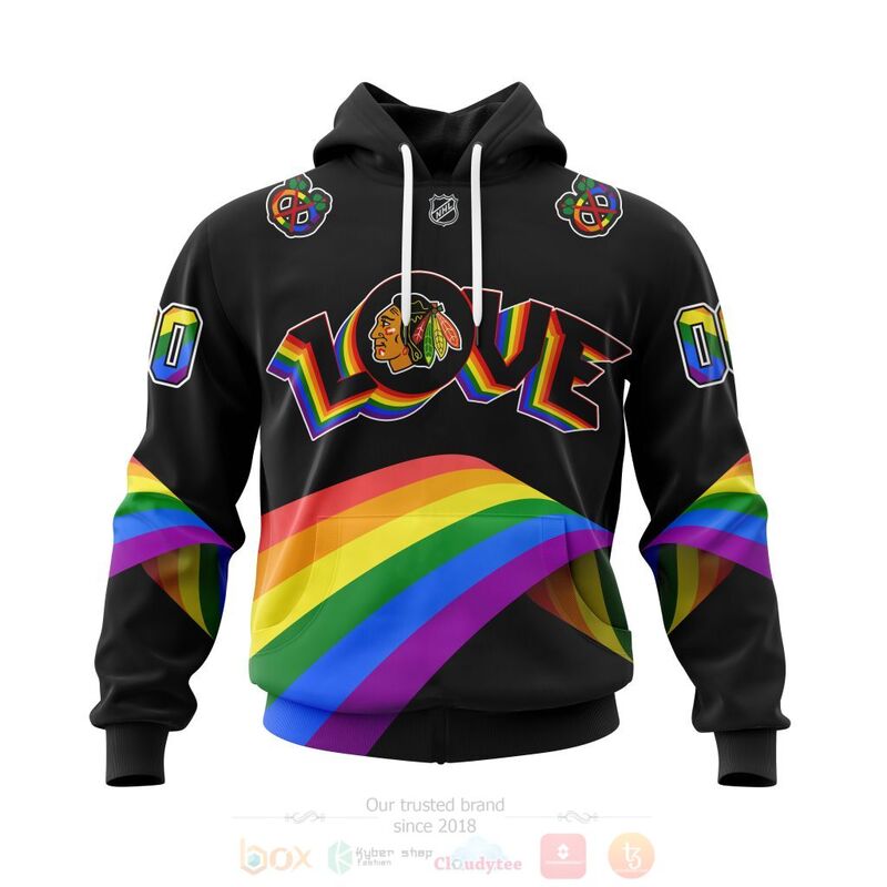 NHL Chicago BlackHawks Love LGBT Pride Personalized Custom 3D Hoodie Shirt