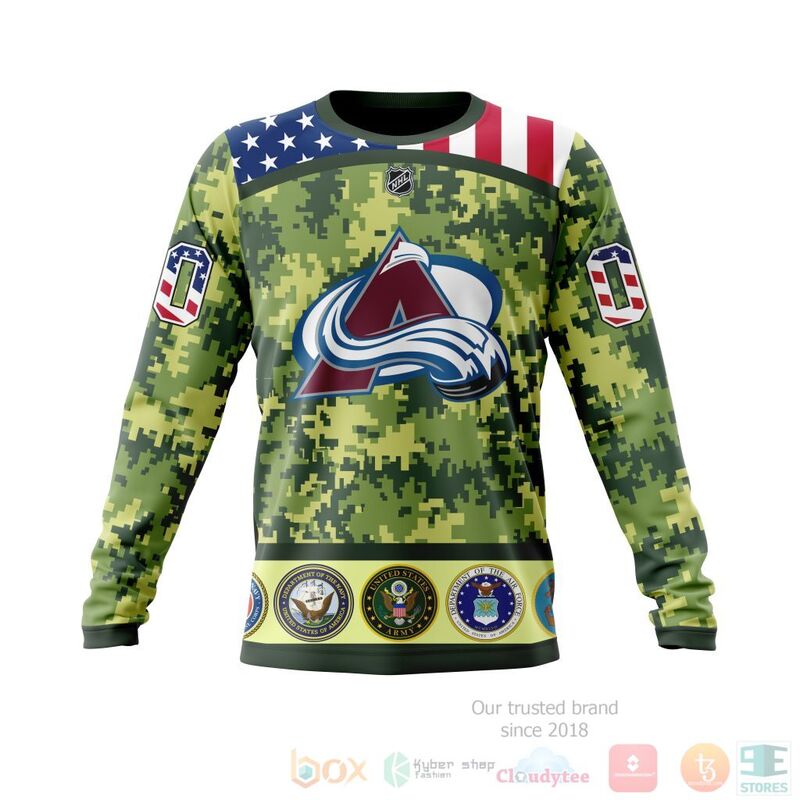 NHL Colorado Avalanche Honor Military With Green Camo Color 3D Hoodie Shirt 1 2