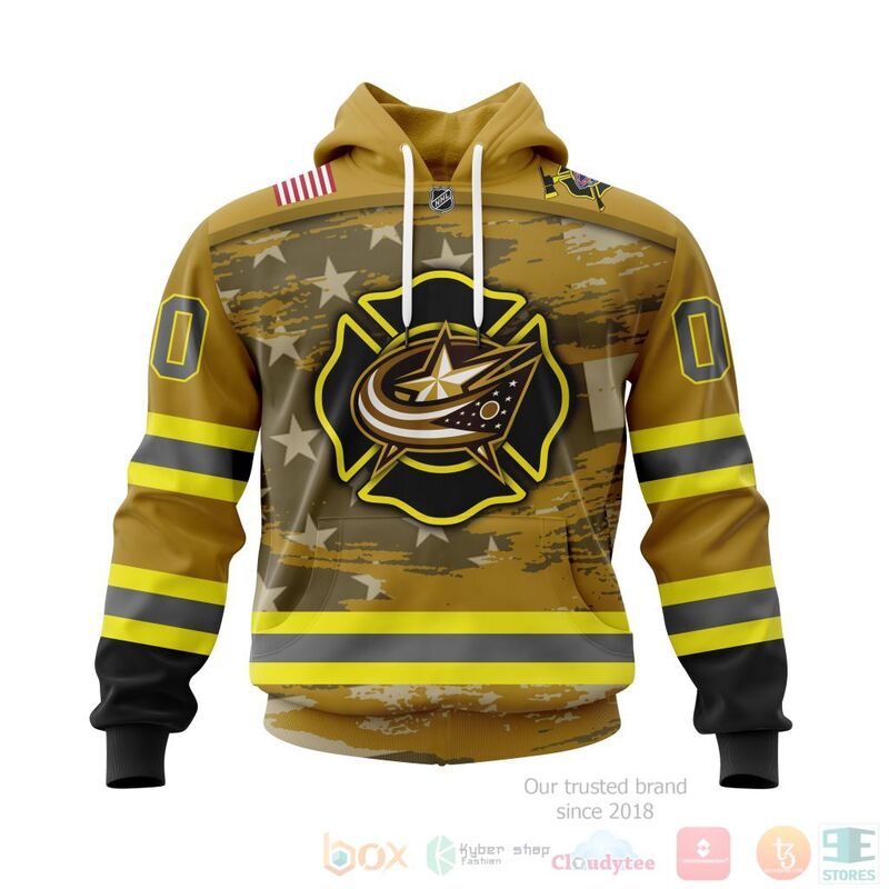 NHL Columbus Blue Jackets Honnor Firefighter Yellow 3D Hoodie Shirt