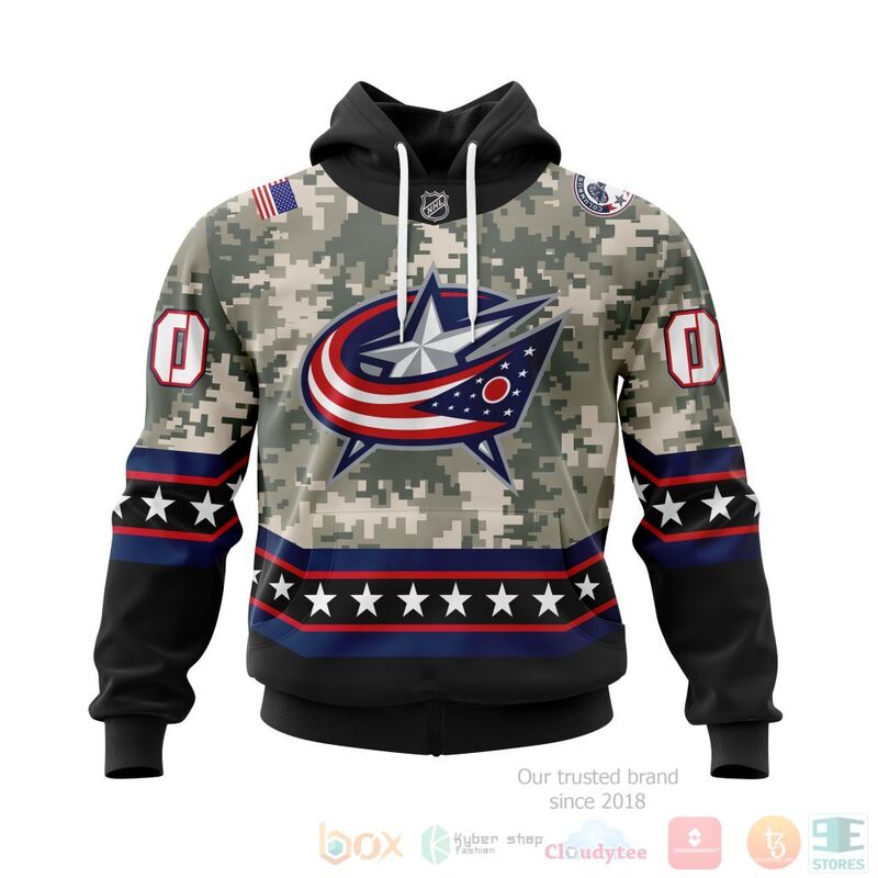 NHL Columbus Blue Jackets Honor Military With White Camo Color 3D Hoodie Shirt