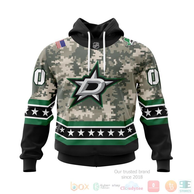 NHL Dallas Stars Honor Military With White Camo Color 3D Hoodie Shirt