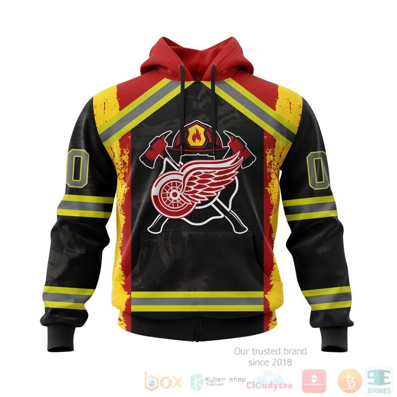 NHL Detroit Red Wings Honnor Firefighter Black 3D Hoodie Shirt