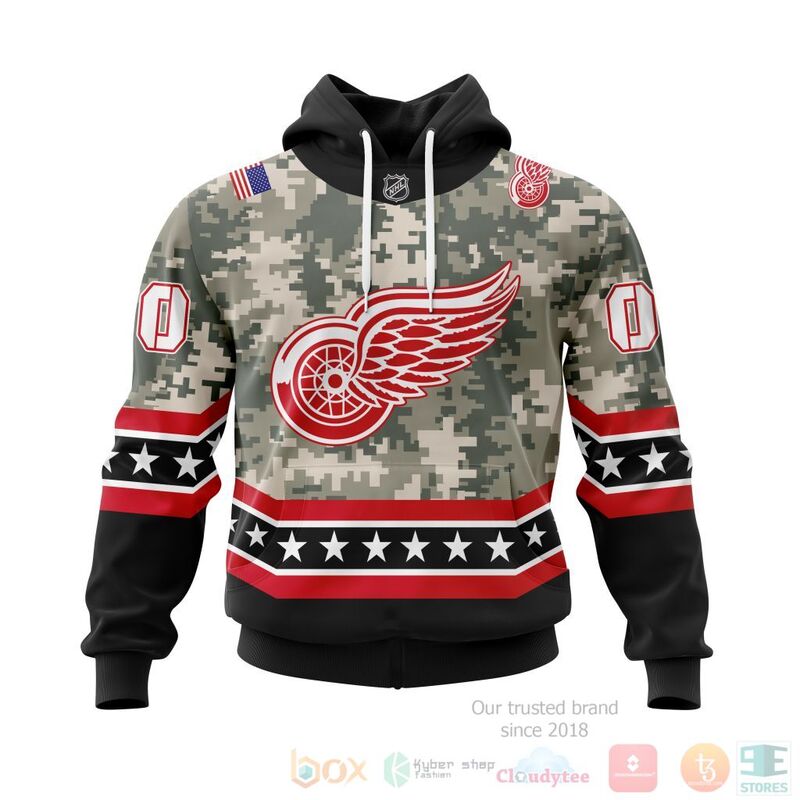 NHL Detroit Red Wings Honor Military With White Camo Color 3D Hoodie Shirt