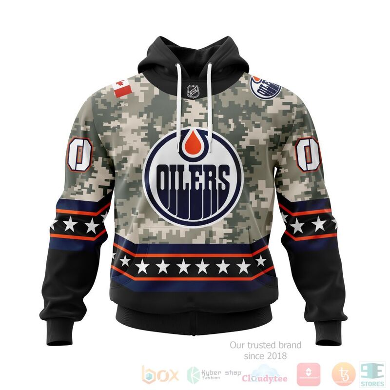 NHL Edmonton Oilers Honor Military With Camo Color 3D Hoodie Shirt