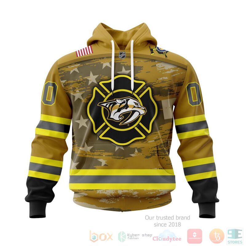 NHL Nashville Predators Honnor Firefighter Yellow 3D Hoodie Shirt