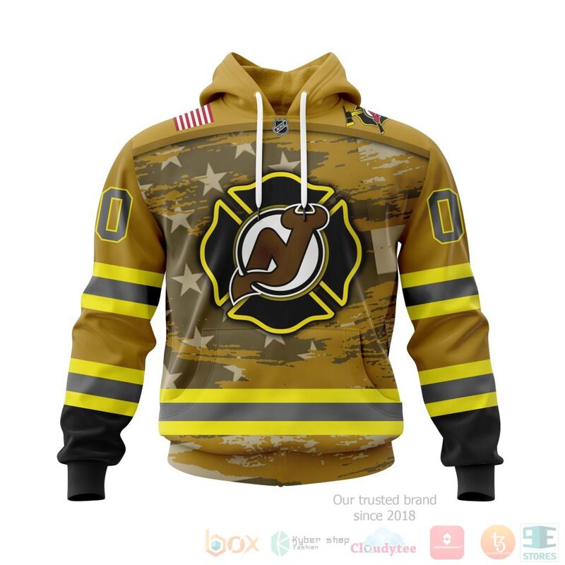 NHL New Jersey Devils Honnor Firefighter Yellow 3D Hoodie Shirt