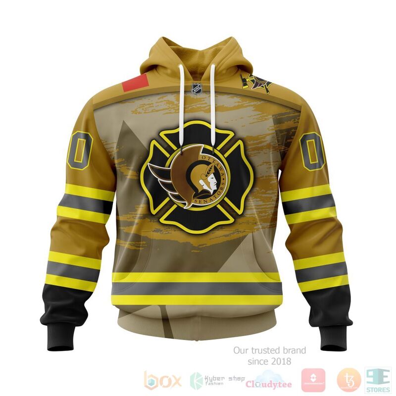 NHL Ottawa Senators Honnor Firefighter Yellow 3D Hoodie Shirt