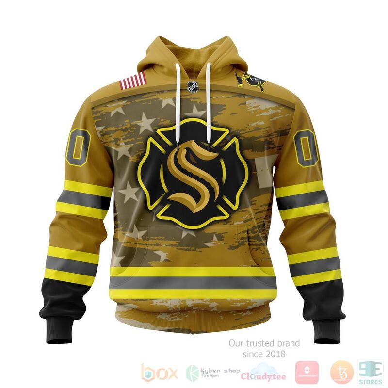 NHL Seattle Kraken Honnor Firefighter Yellow 3D Hoodie Shirt