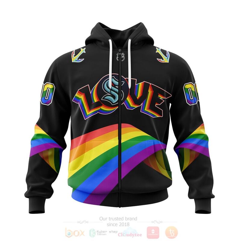 NHL Seattle Kraken Love LGBT Pride Personalized Custom 3D Hoodie Shirt 1