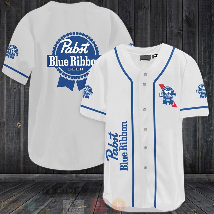 Pabst Blue Ribbon Beer White Baseball Jersey