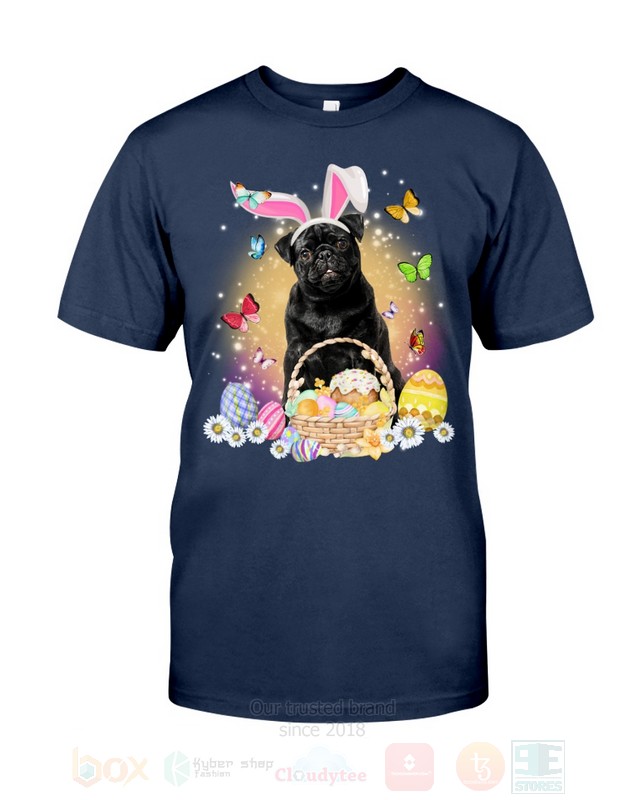 Black Pug Easter Bunny Butterfly 2D Hoodie Shirt 1