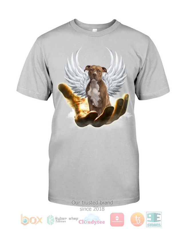 Brown Pitbull Golden Hand Heaven Wings 2D shirt hoodie