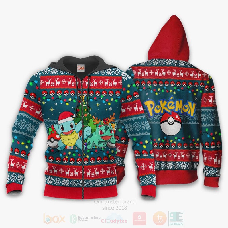 Bulbasaur and Squirtle Pokemon Christmas Sweater 1