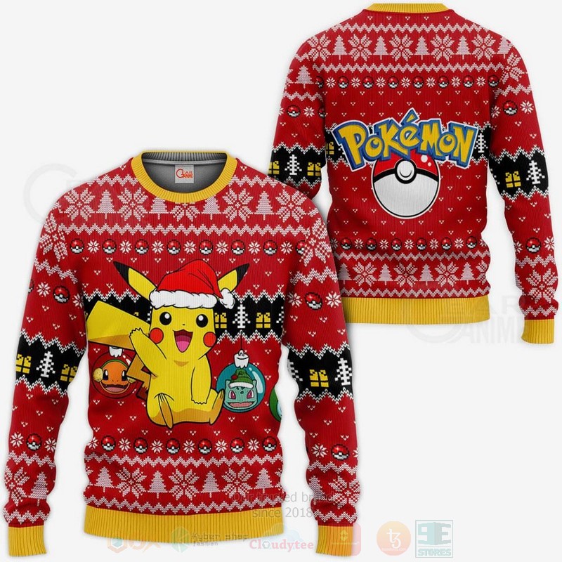 Cute Pikachu Pokemon Anime Christmas Sweater