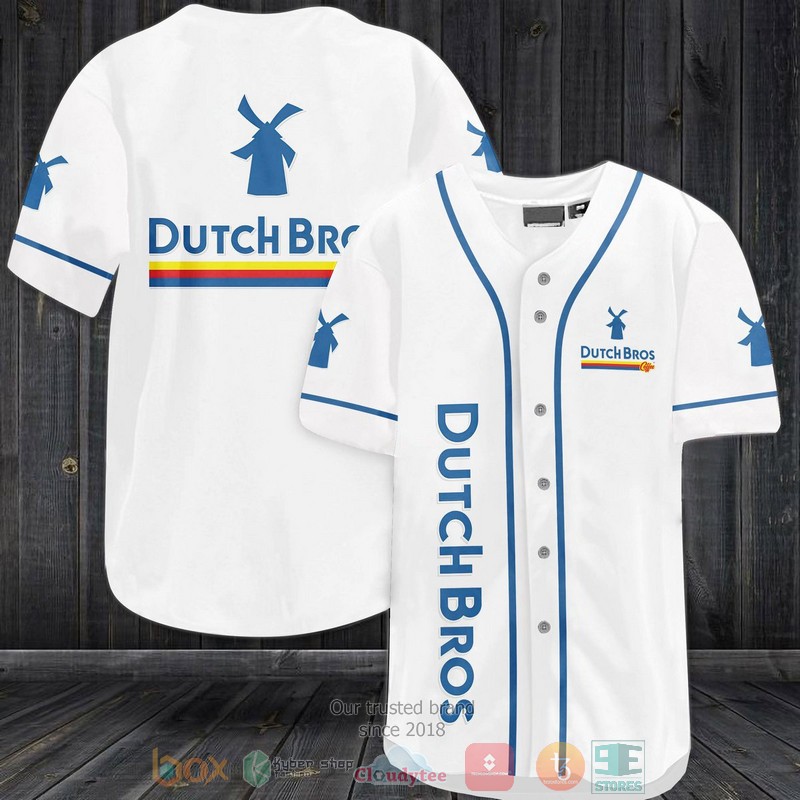 Dutch Bros Coffee white blue Baseball Jersey