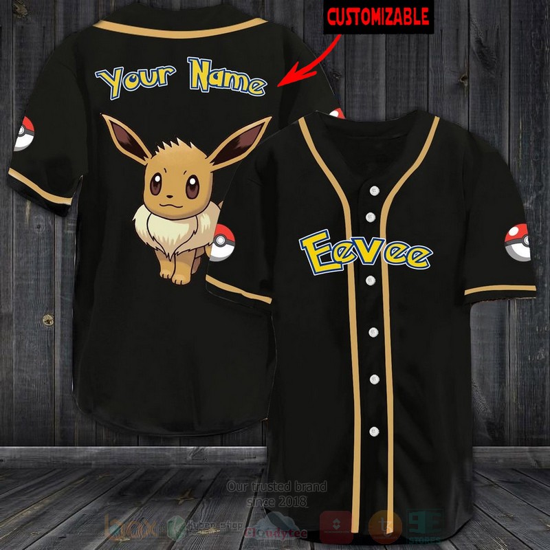 Eevee Pokemon Custom Name Baseball Jersey Shirt