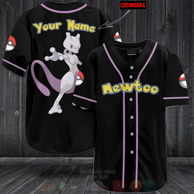 Mewtwo Pokemon Custom Name Baseball Jersey Shirt