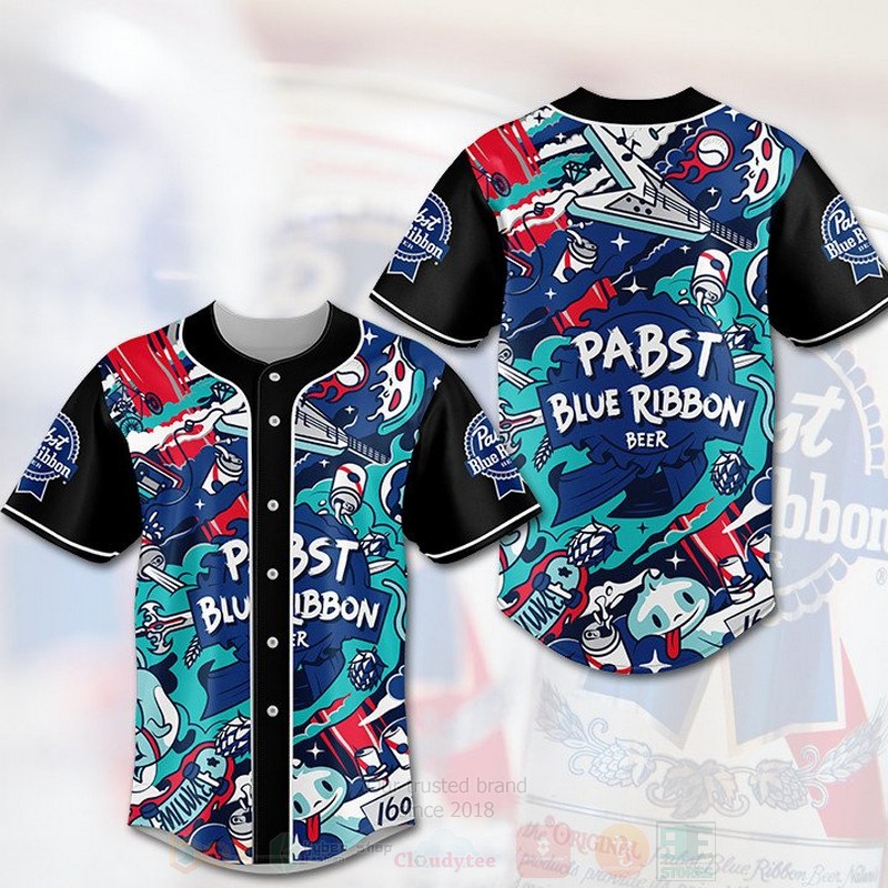 Pabst Blue Ribbon Beer Multi Color Baseball Jersey Shirt