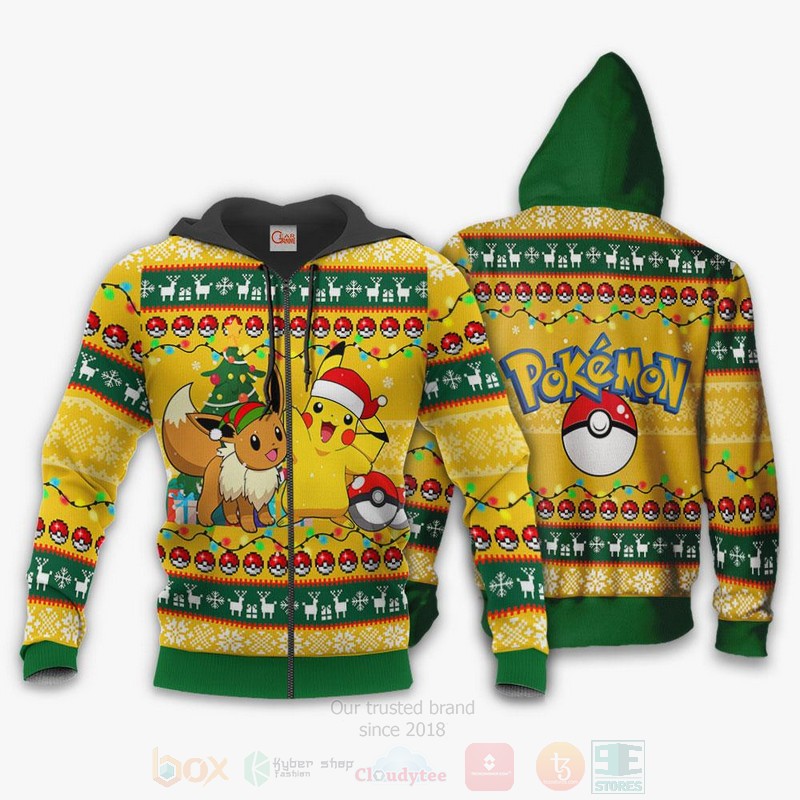 Pikachu Eevee Pokemon Anime Christmas Sweater 1