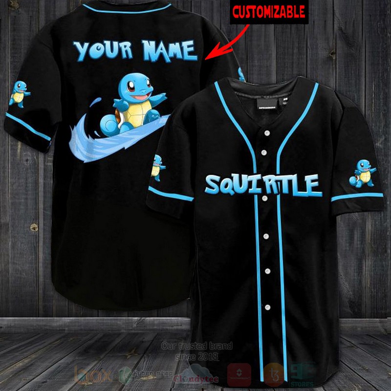 Squirtle Pokemon Custom Name Baseball Jersey Shirt