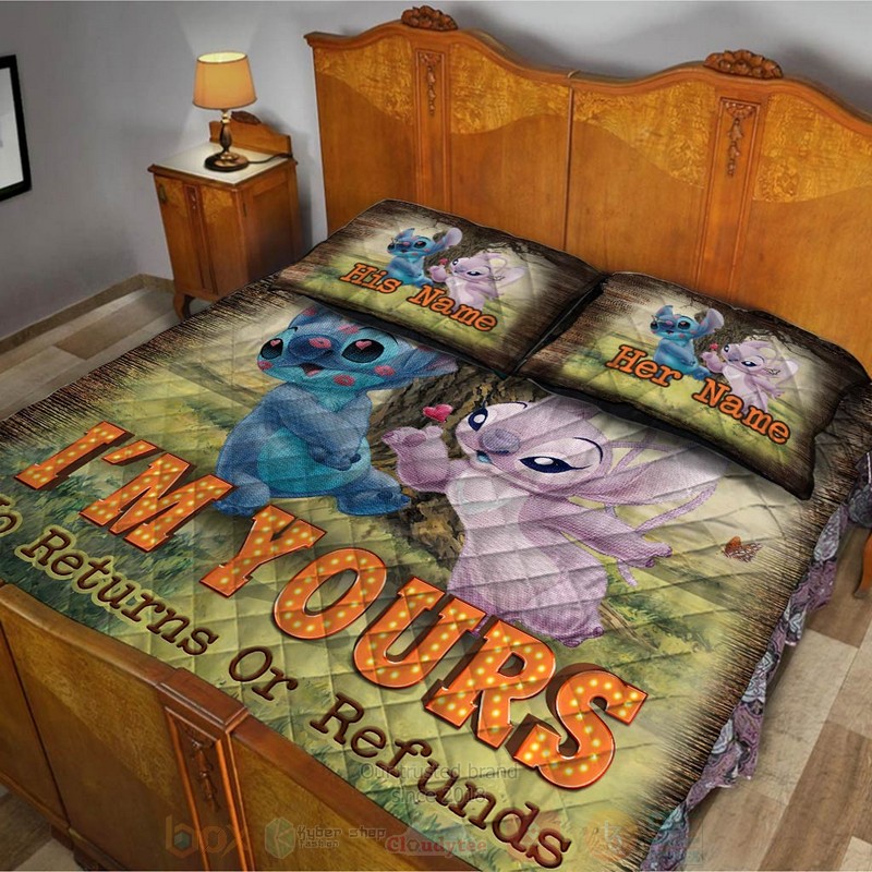 Stitch and Angel Im Yours No Returns Or Refunds Custom Name Bedding Set 1