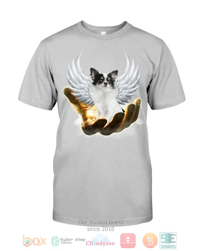 White Long Haired Chihuahua Golden Hand Heaven Wings 2D shirt hoodie