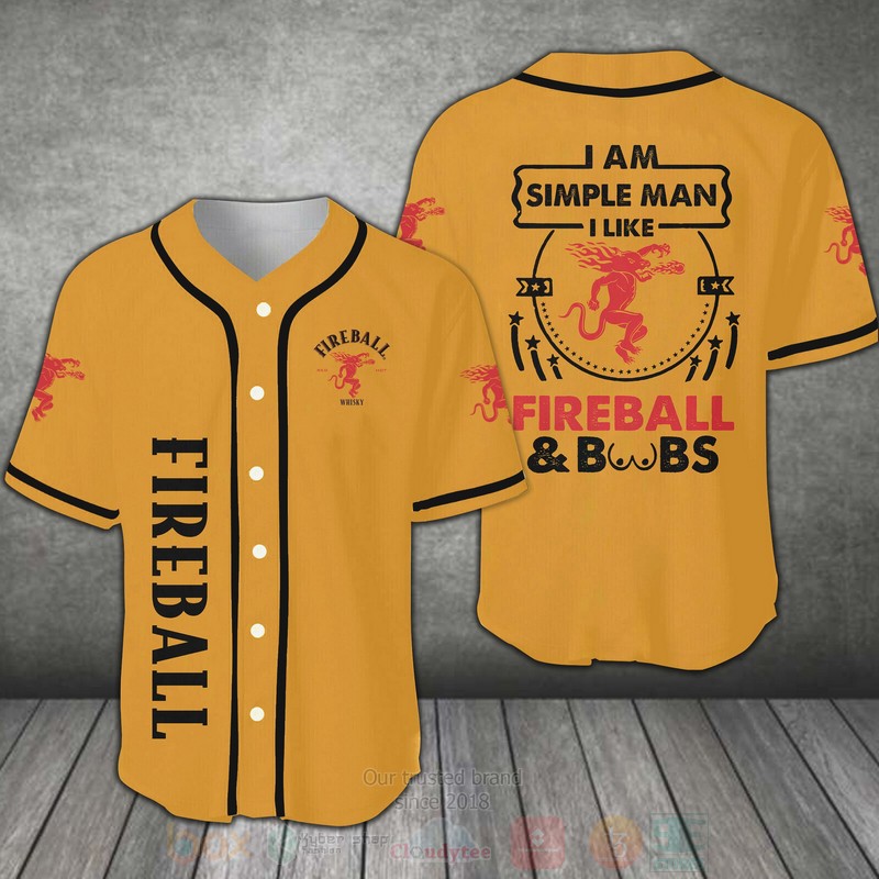 Fireball Cinnamon Whisky Baseball Jersey Shirt