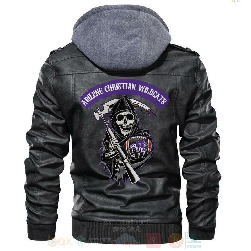 Abilene Christian Wildcats NCAA Football Sons of Anarchy Black Motorcycle Leather Jacket