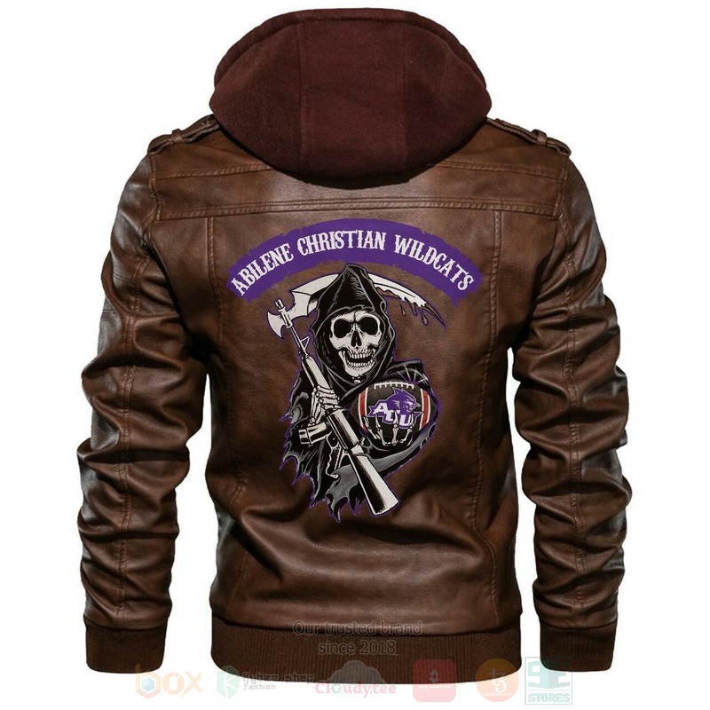 Abilene Christian Wildcats NCAA Football Sons of Anarchy Brown Motorcycle Leather Jacket
