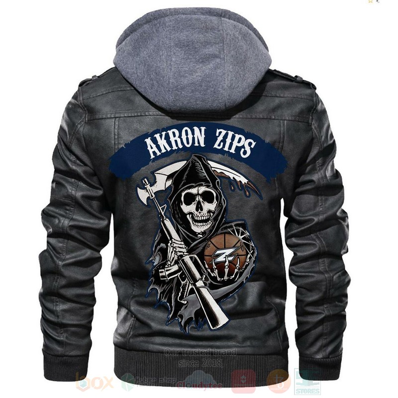 Akron Zips NCAA Basketball Sons of Anarchy Black Motorcycle Leather Jacket