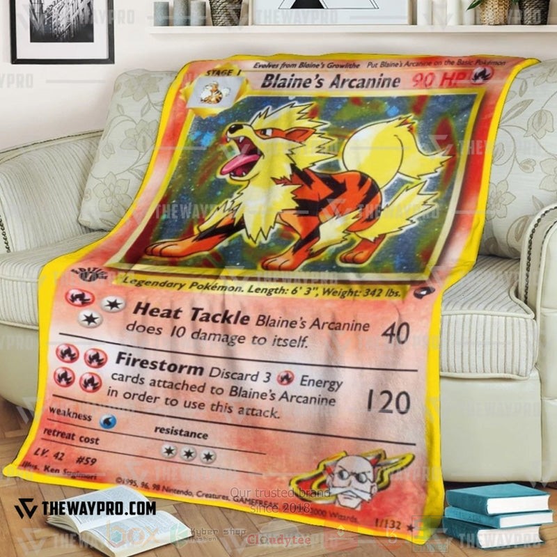 Anime Pokemon Blaines Arcanine Blanket