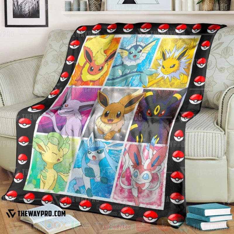 Anime Pokemon Eevee Evolution Cute Blanket