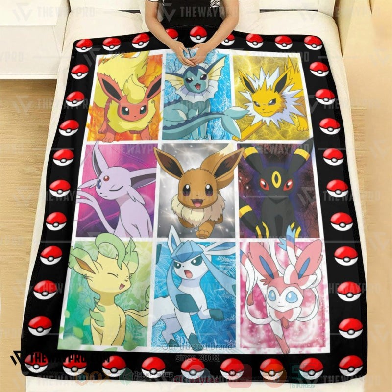 Anime Pokemon Eevee Evolution Cute Blanket 1