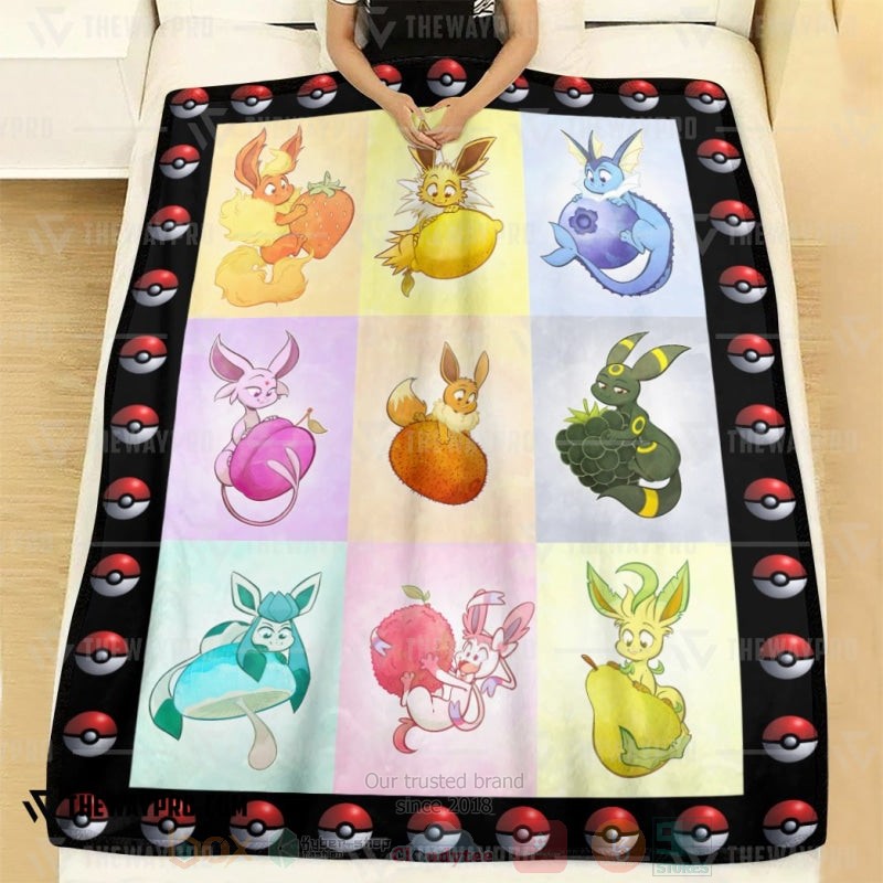 Anime Pokemon Eeveelutions and Fruit Blanket 1