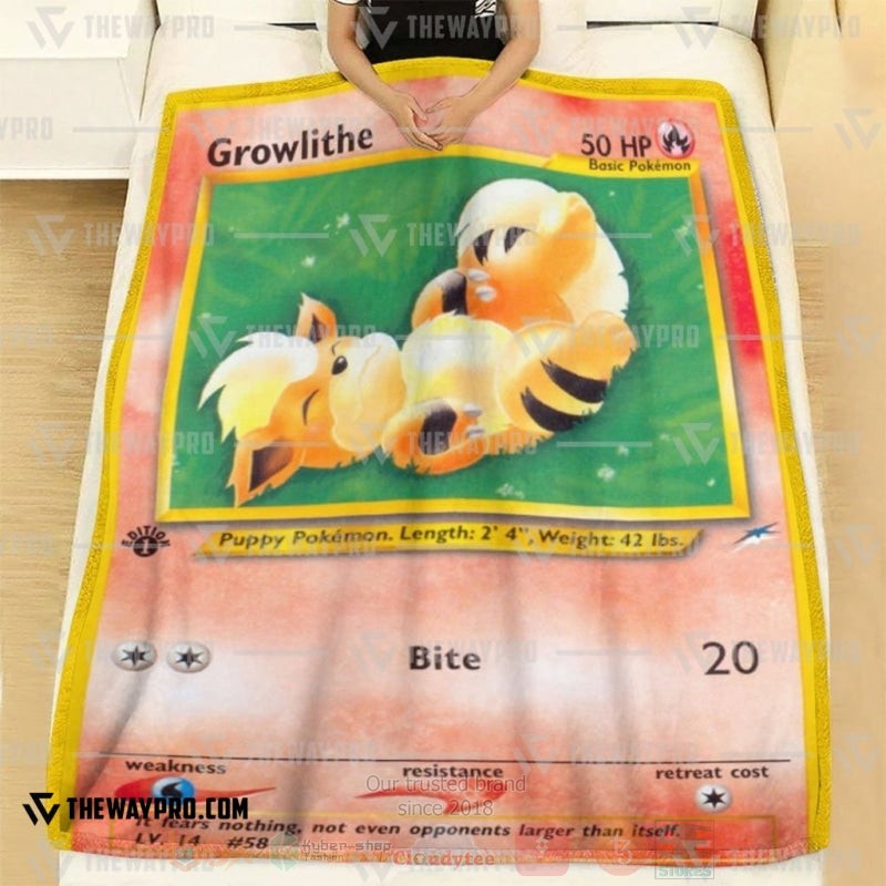 Anime Pokemon Growlithe 1st Edition Cute Blanket 1