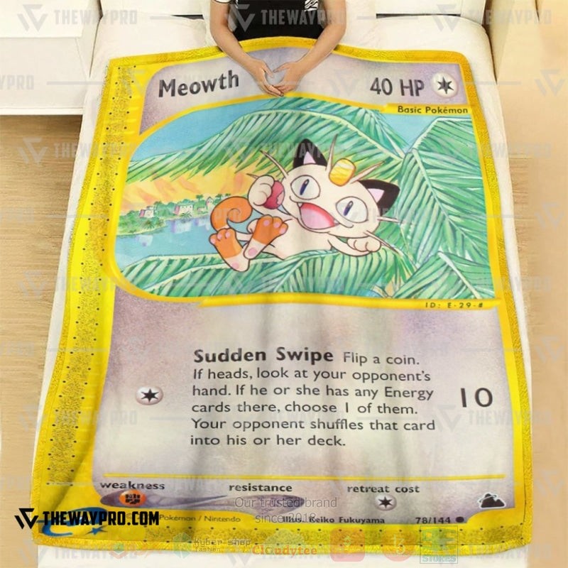 Anime Pokemon Meowth Skyridge Blanket 1