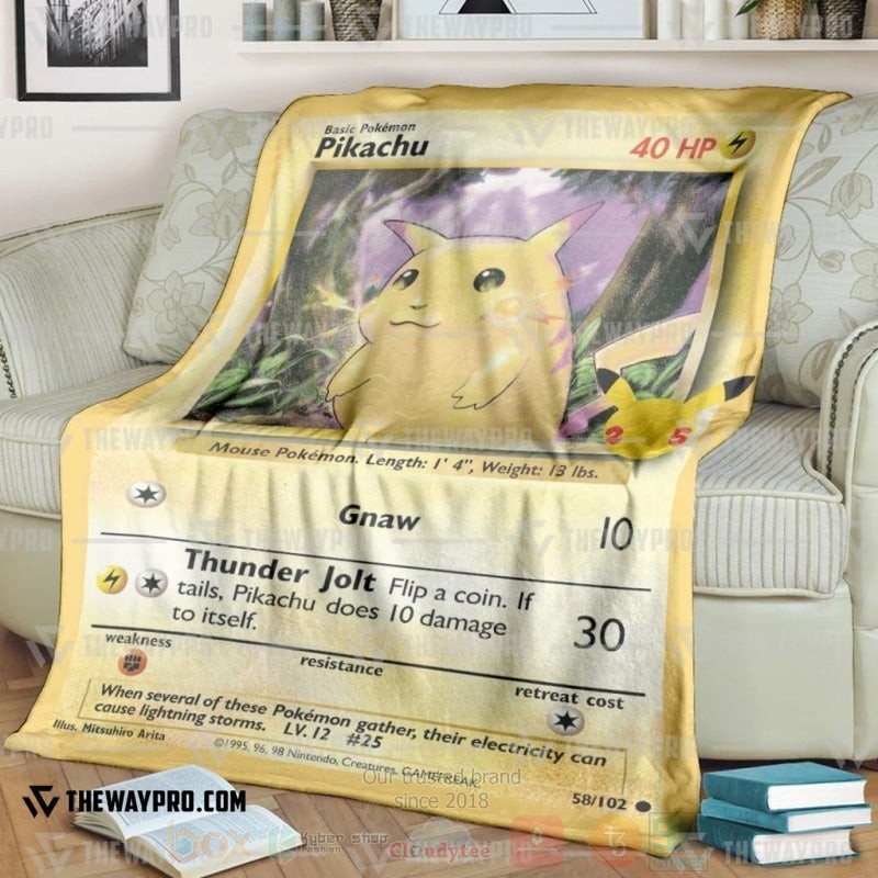 Anime Pokemon Pikachu Card Blanket
