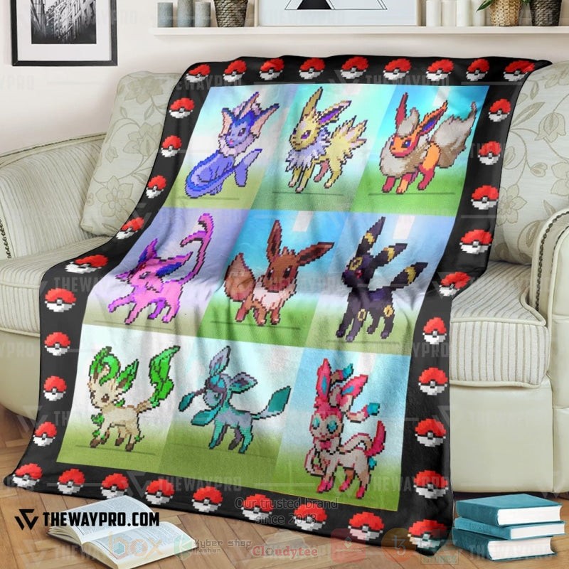 Anime Pokemon Pixel Eevee Blanket