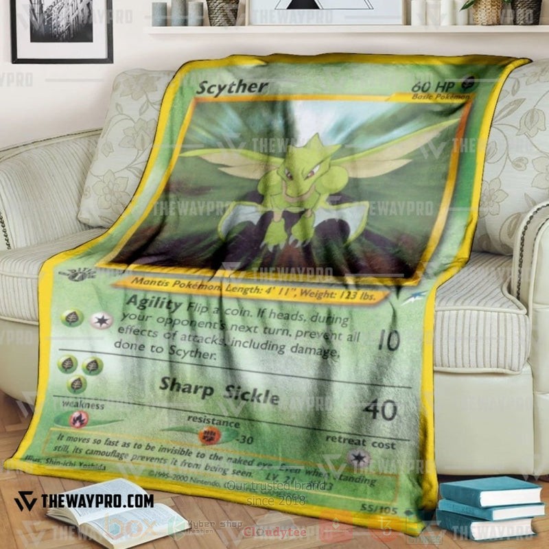 Anime Pokemon Scyther Jungle 1st Edition Blanket