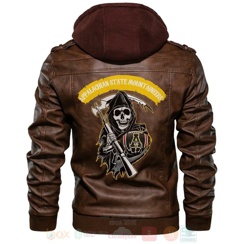 Appalachian State Mountaineers NCAA Football Sons of Anarchy Brown Motorcycle Leather Jacket
