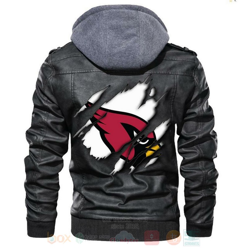 Arizona Cardinals NFL Football Sons of Anarchy Black Motorcycle Leather Jacket