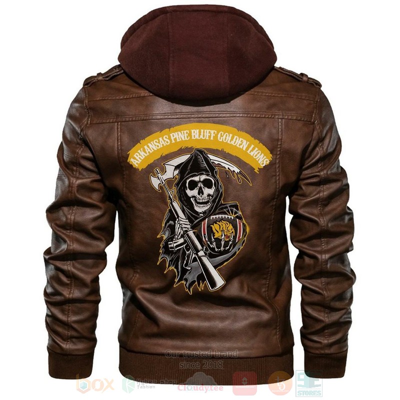 Arkansas Pine Bluff Golden Lions NCAA Football Sons of Anarchy Brown Motorcycle Leather Jacket