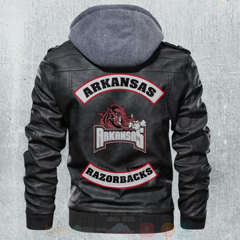 Arkansas Razorbacks NCAA Football Motorcycle Leather Jacket