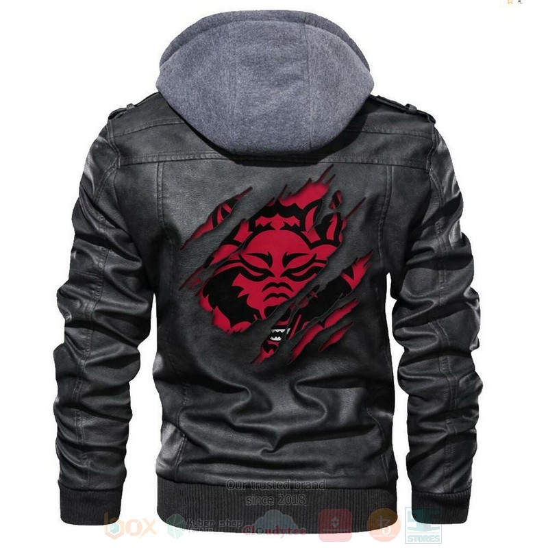 Arkansas State Red Wolves NCAA Black Motorcycle Leather Jacket