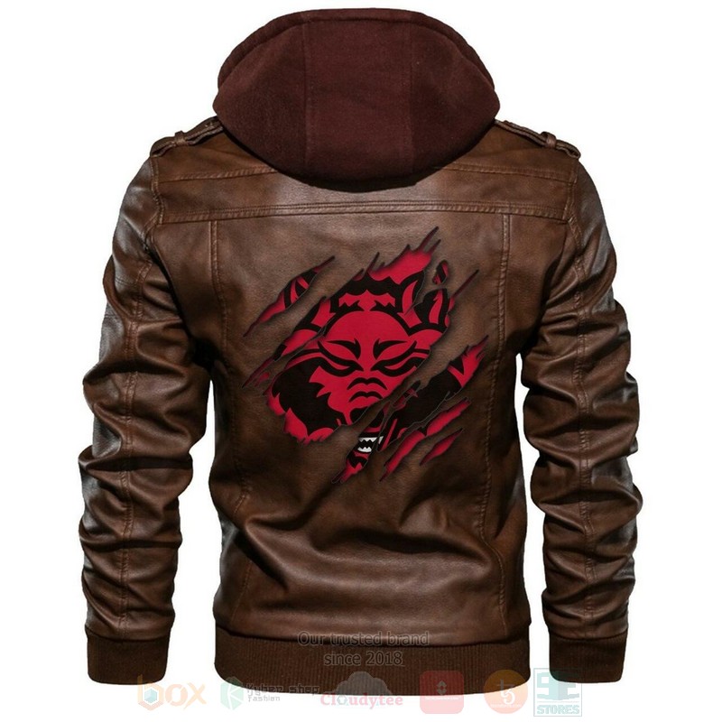 Arkansas State Red Wolves NCAA Brown Motorcycle Leather Jacket